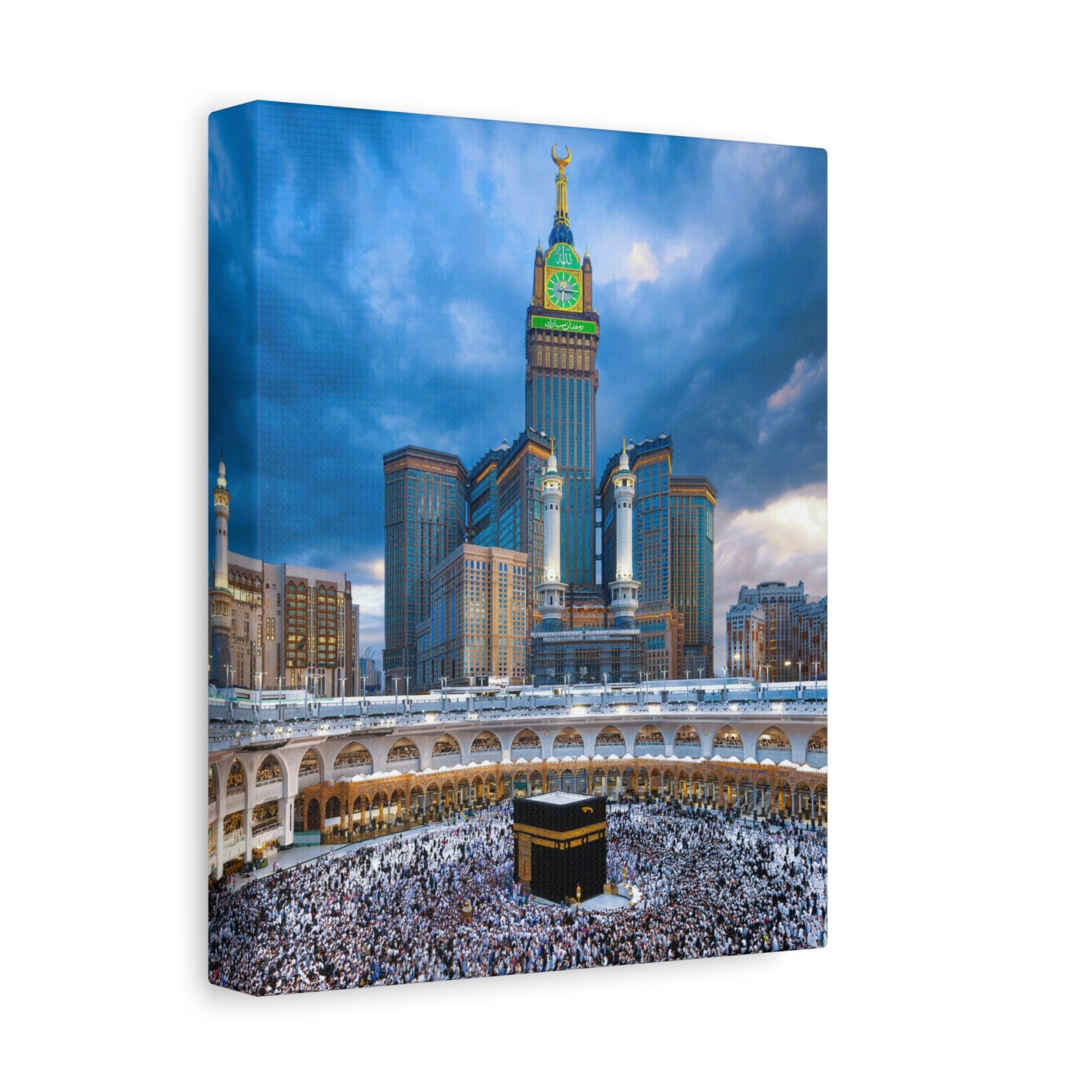 Majestic Kaaba Canvas – Mecca Clock Tower Wall Art (1.25" Depth)