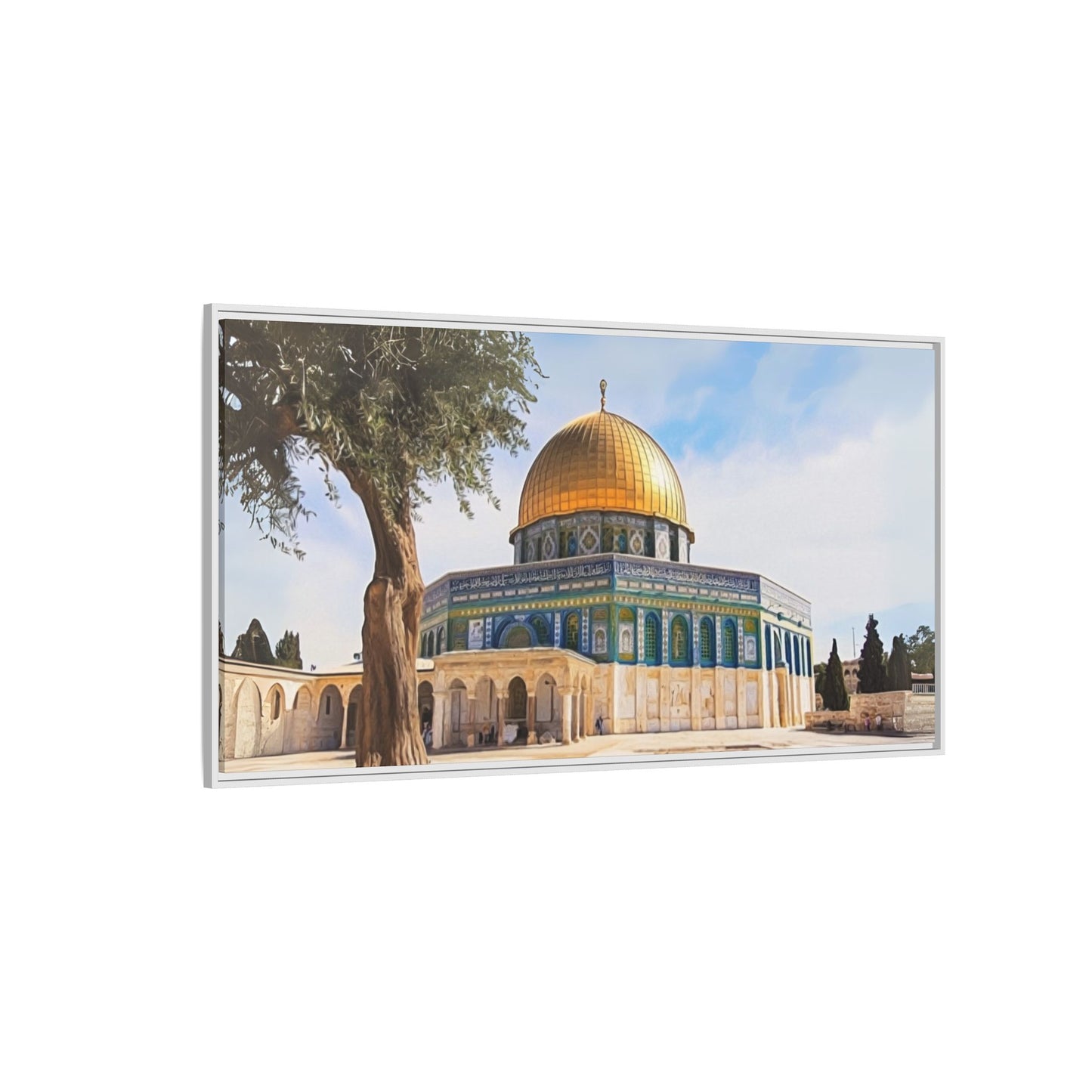 Dome of the Rock – Golden Dome & Olive Trees Framed Canvas