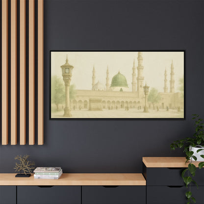 Masjid An-Nabawi Medina – Green Dome Framed Canvas