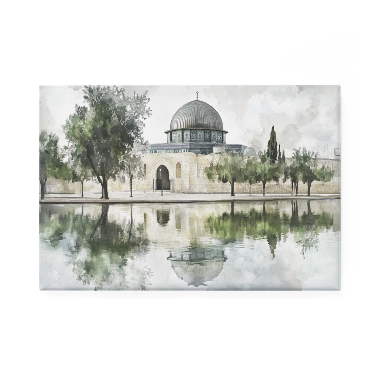 Masjid Al Aqsa Magnet – Watercolor Art