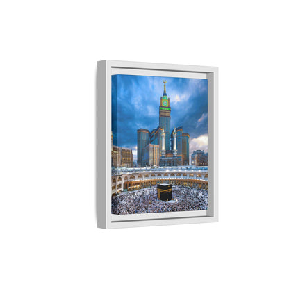 Kaaba & Clock Tower – Classic Makkah Framed Canvas