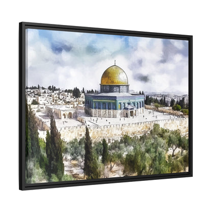 Dome of the Rock – Blue Sky & Olive Trees Framed Canvas