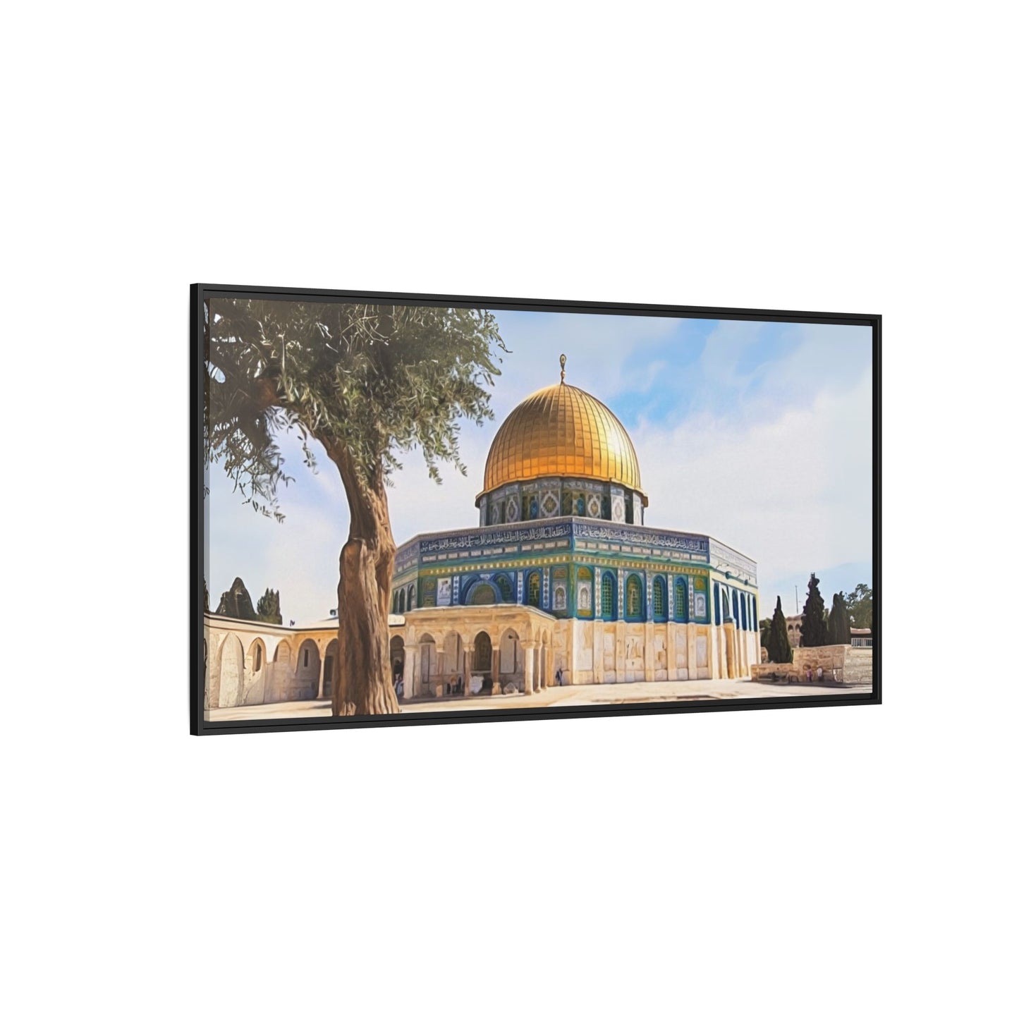 Dome of the Rock – Golden Dome & Olive Trees Framed Canvas