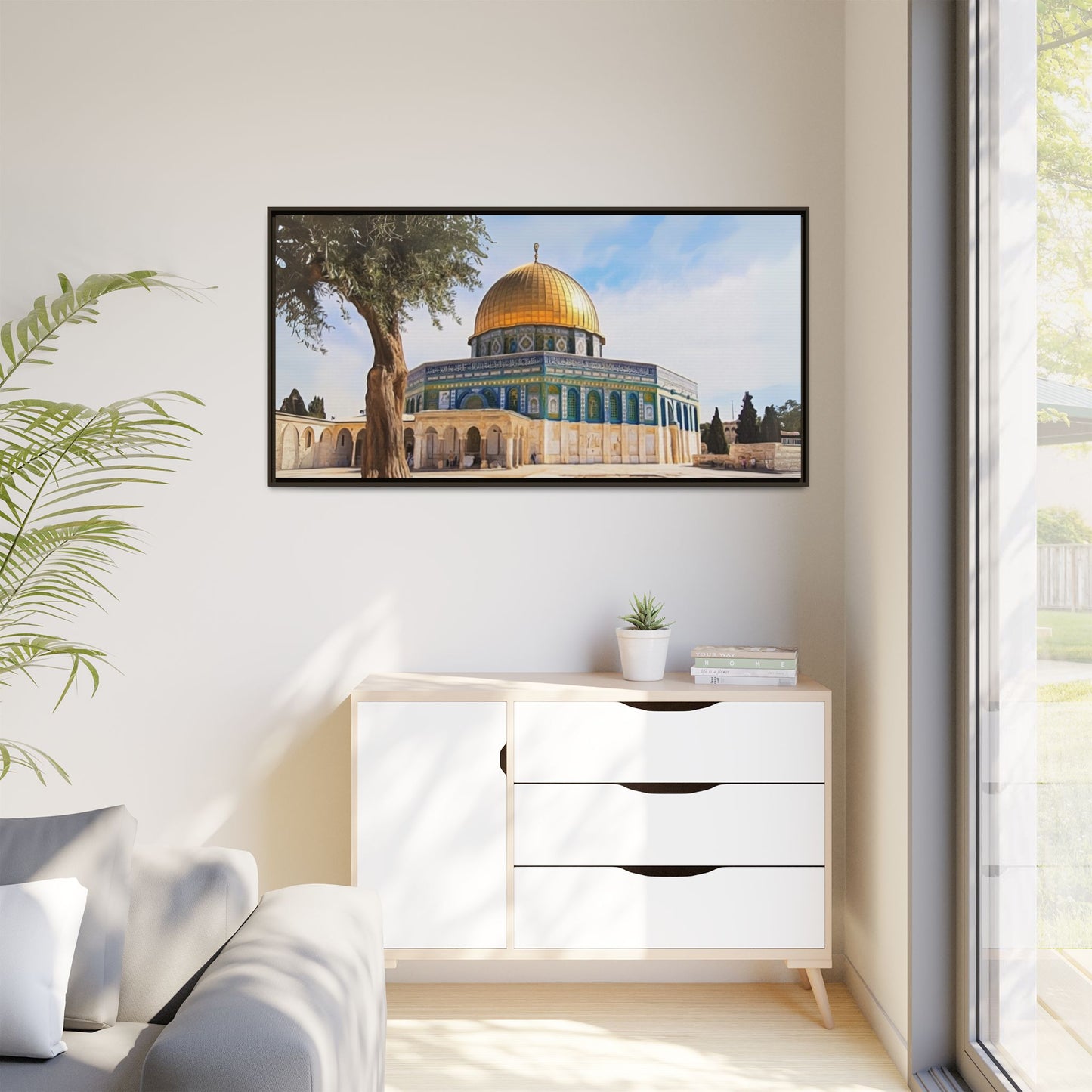 Dome of the Rock – Golden Dome & Olive Trees Framed Canvas