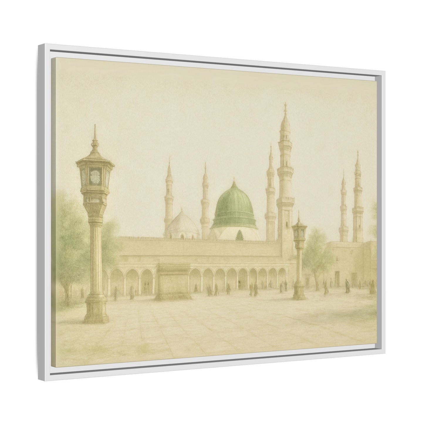 Masjid An-Nabawi Medina – Green Dome Framed Canvas