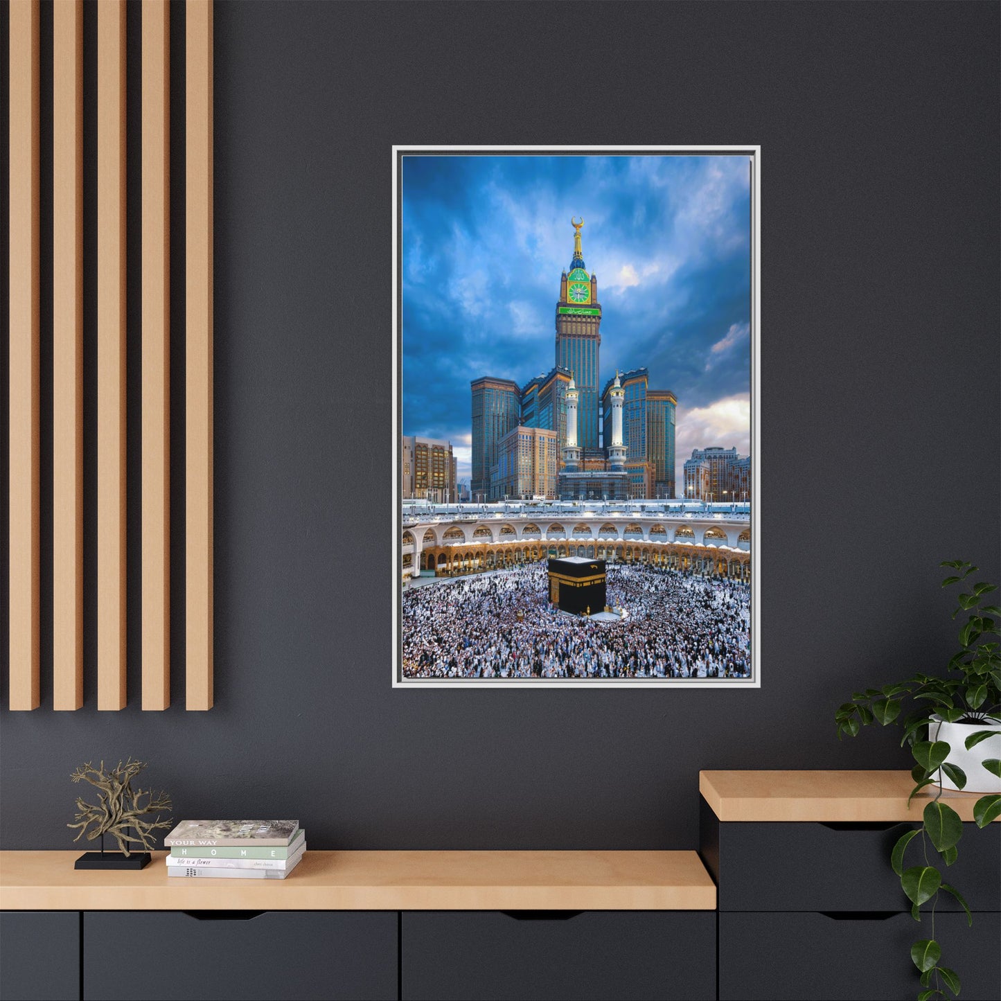 Kaaba & Clock Tower – Classic Makkah Framed Canvas