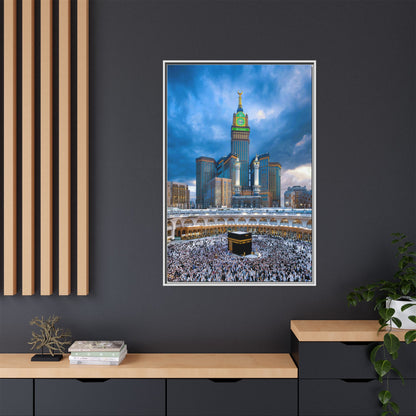 Kaaba & Clock Tower – Classic Makkah Framed Canvas