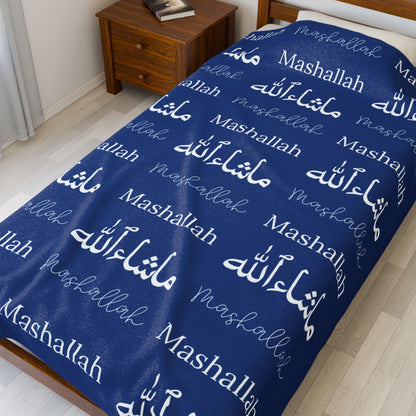 Mashallah Blanket – Dark Blue & White
