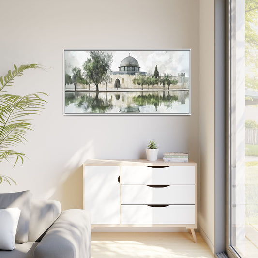 Masjid Al-Aqsa – Vintage Watercolor Framed Canvas