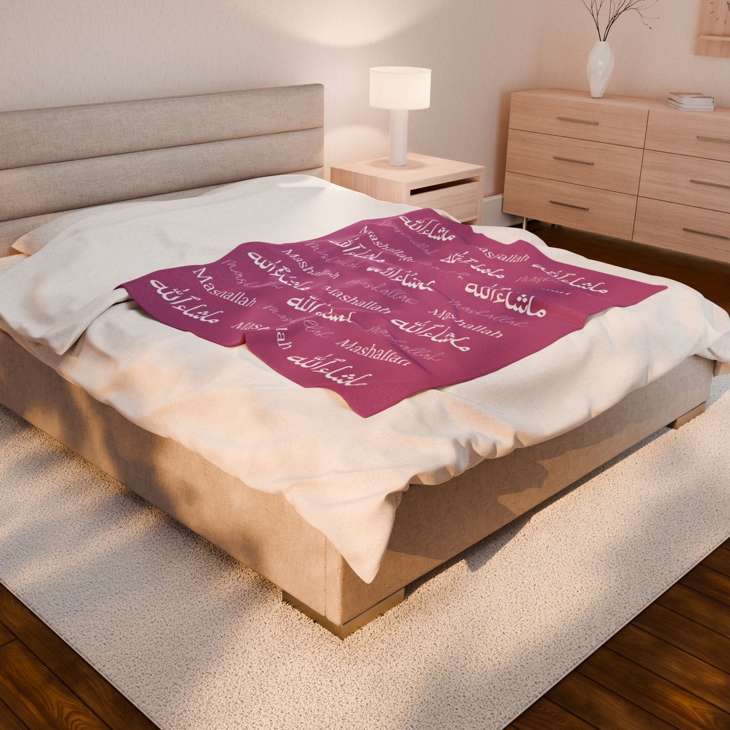 Mashallah Blanket – Mauve Pink & White