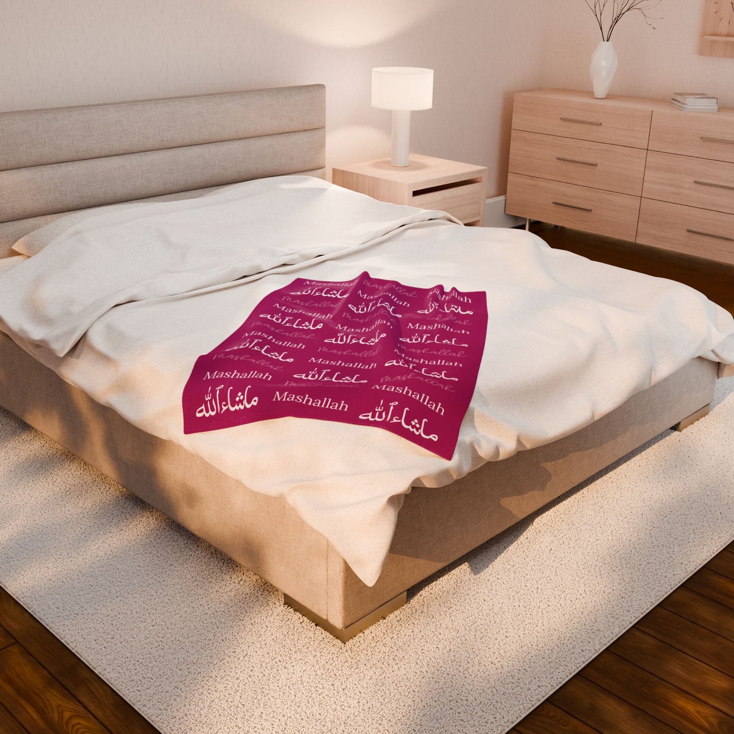 Mashallah Blanket – Magenta Pink & White
