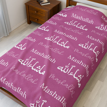Mashallah Blanket – Mauve Pink & White