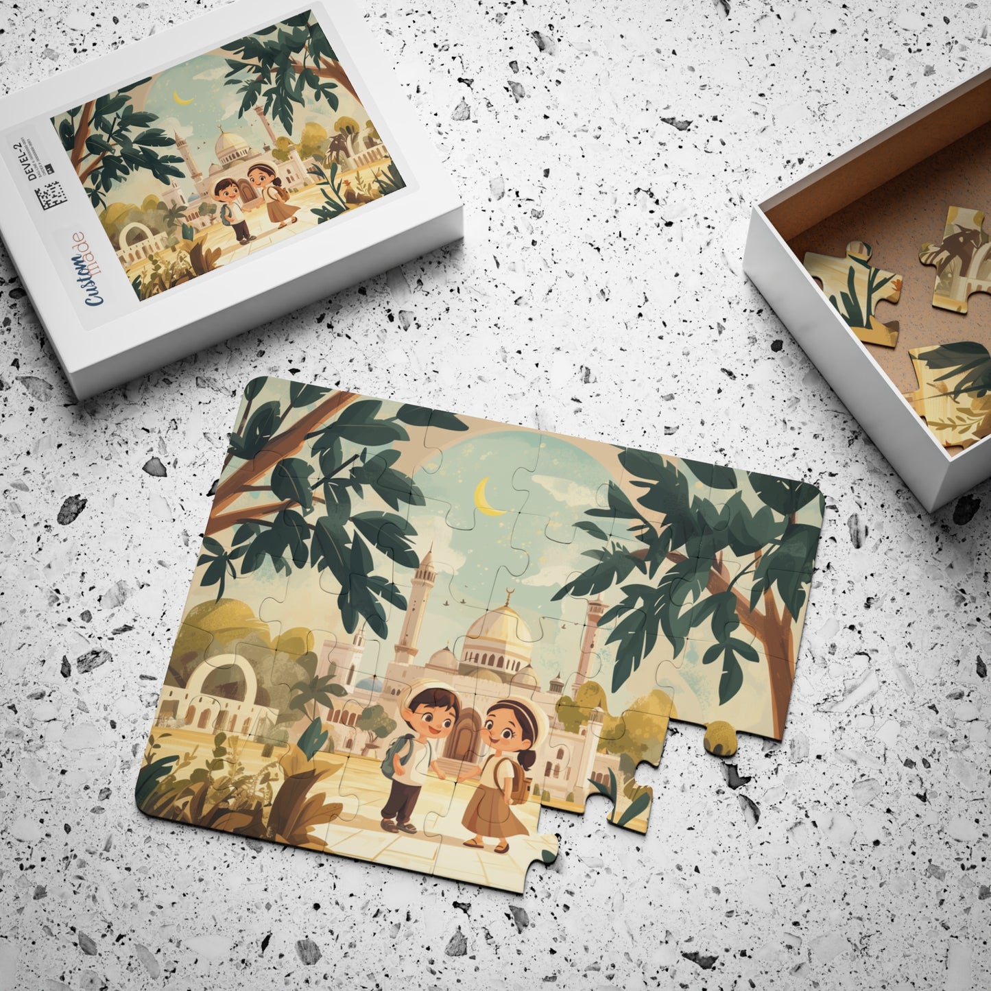 Brother & Sister Mosque Puzzle – Islamic Toy for Kids