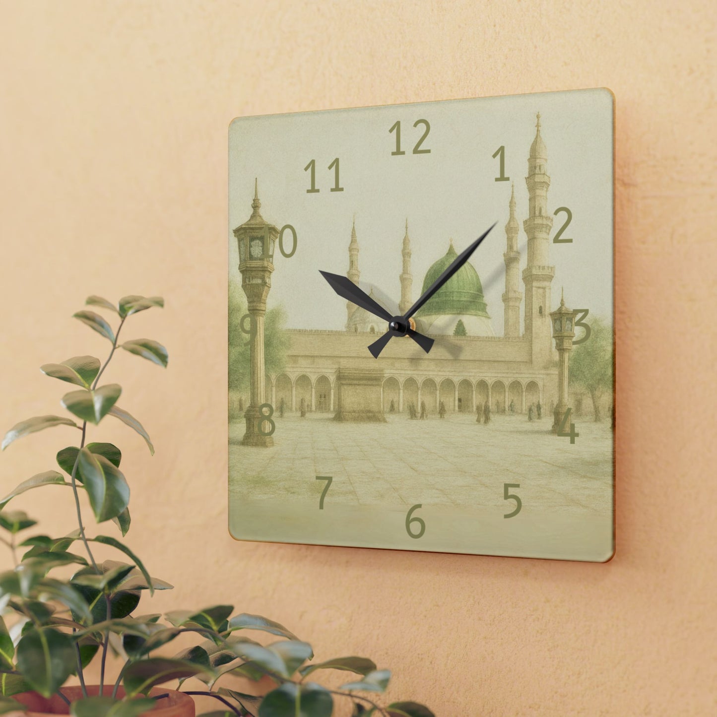 Masjid Nabawi Acrylic Wall Clock - English Numerals