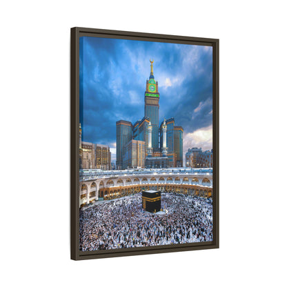 Kaaba & Clock Tower – Classic Makkah Framed Canvas