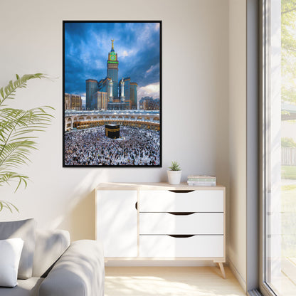 Kaaba & Clock Tower – Classic Makkah Framed Canvas