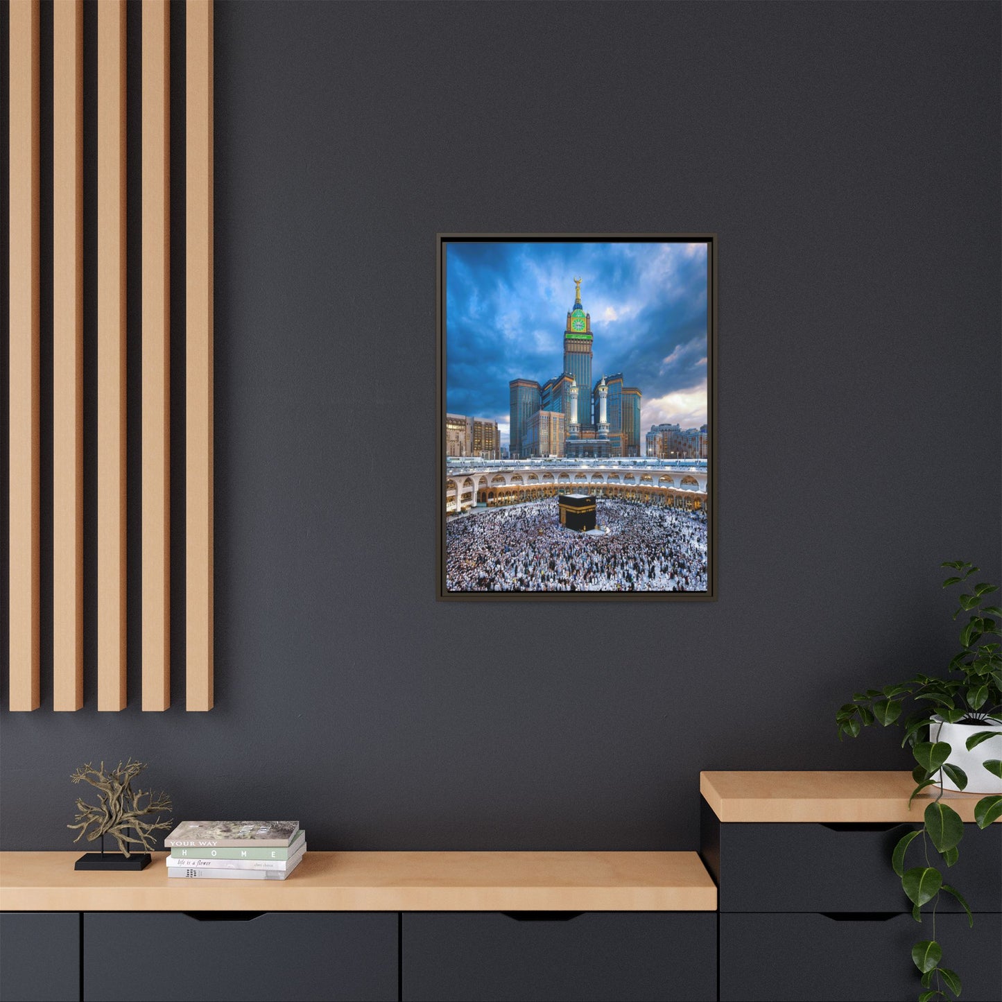 Kaaba & Clock Tower – Classic Makkah Framed Canvas