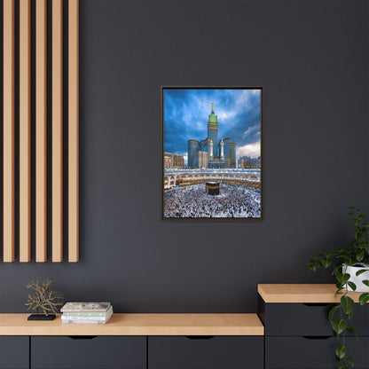 Kaaba & Clock Tower – Classic Makkah Framed Canvas