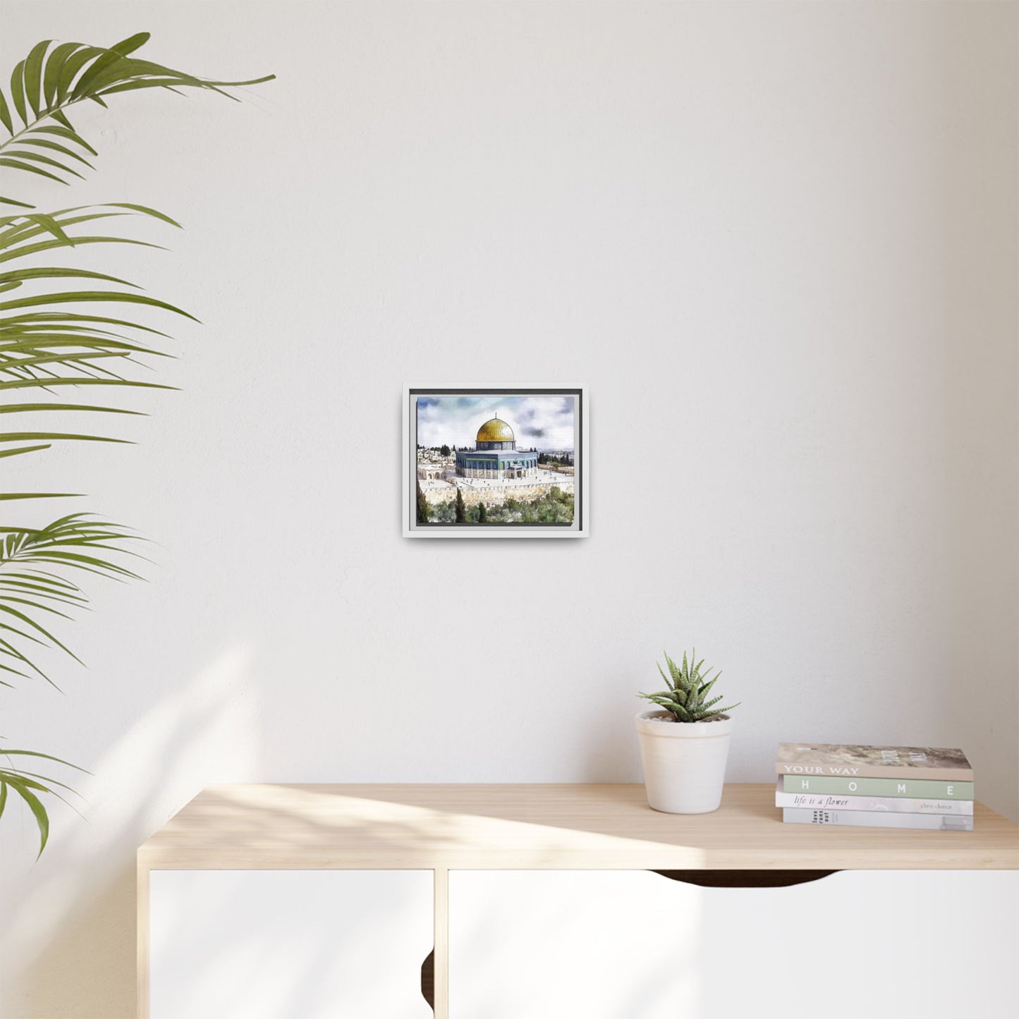 Dome of the Rock – Blue Sky & Olive Trees Framed Canvas