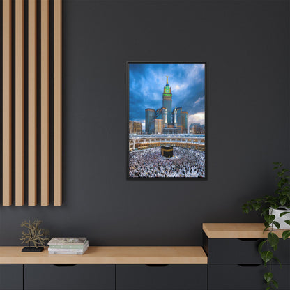 Kaaba & Clock Tower – Classic Makkah Framed Canvas