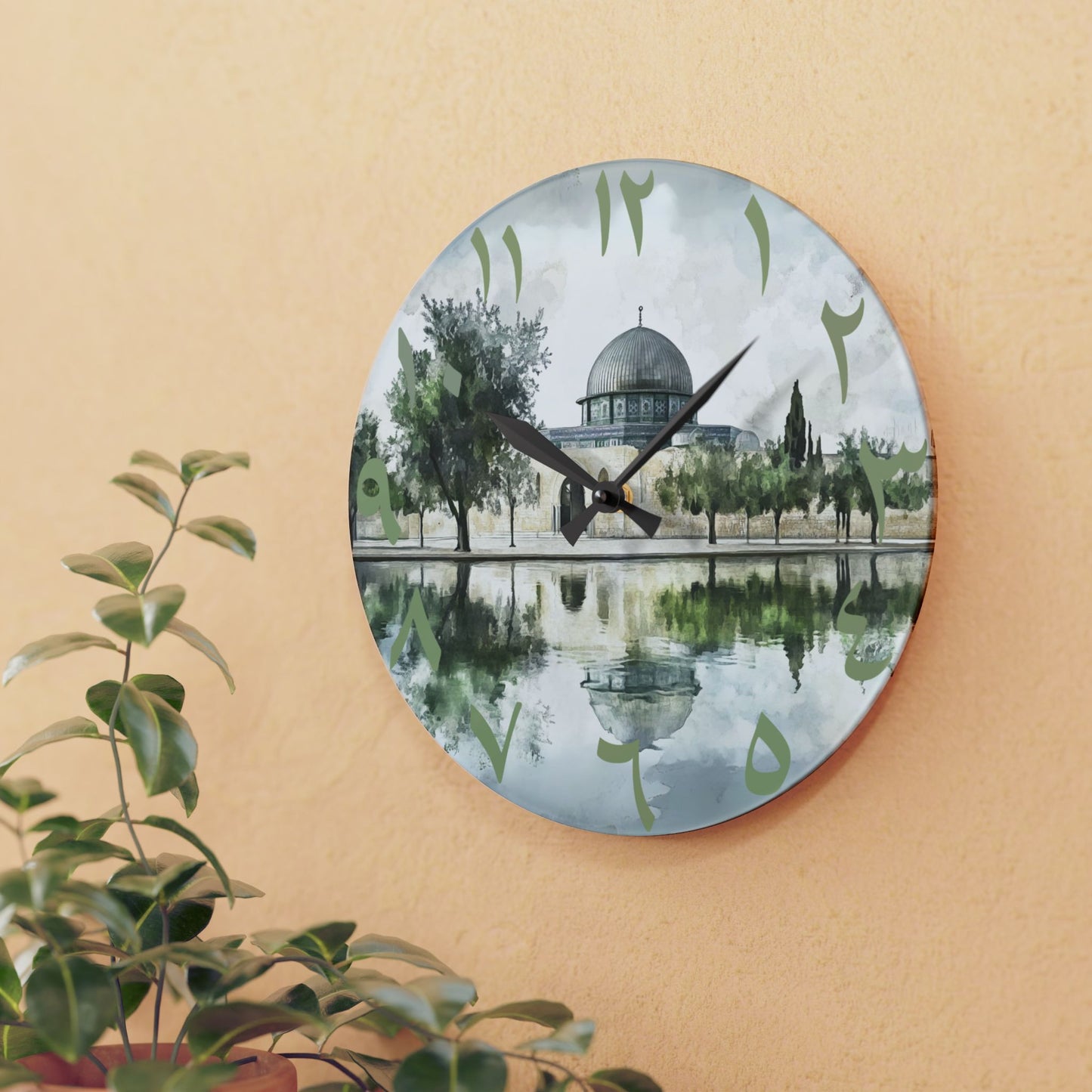 Masjid Al Aqsa Acrylic Wall Clock - Arabic Numerals