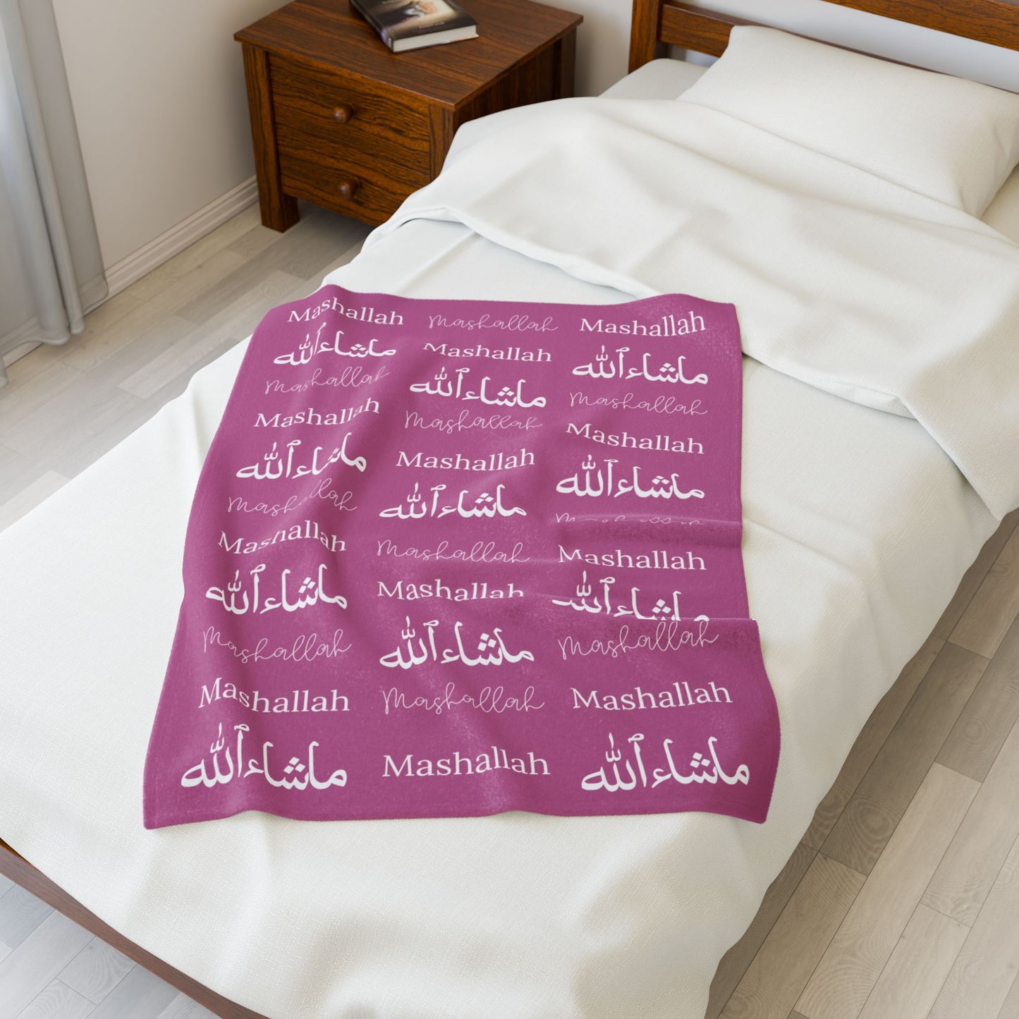 Mashallah Blanket – Mauve Pink & White
