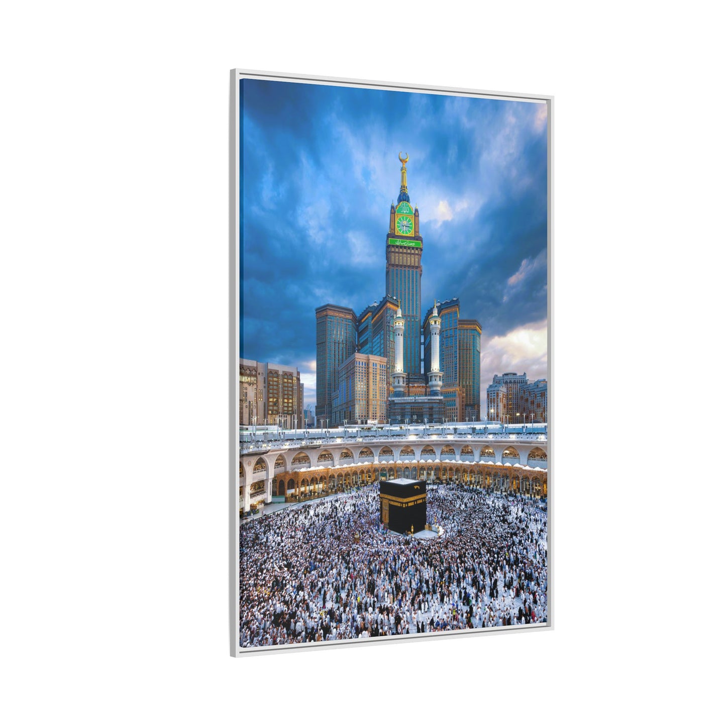 Kaaba & Clock Tower – Classic Makkah Framed Canvas