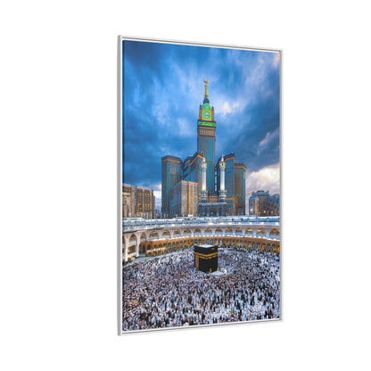 Kaaba & Clock Tower – Classic Makkah Framed Canvas