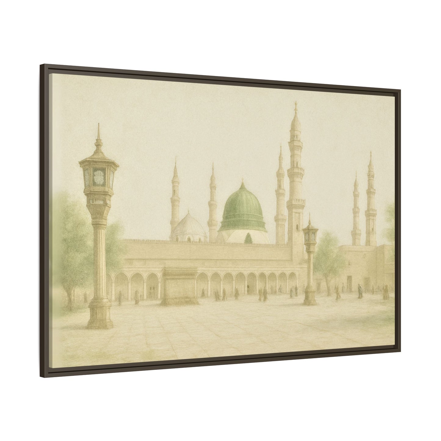 Masjid An-Nabawi Medina – Green Dome Framed Canvas