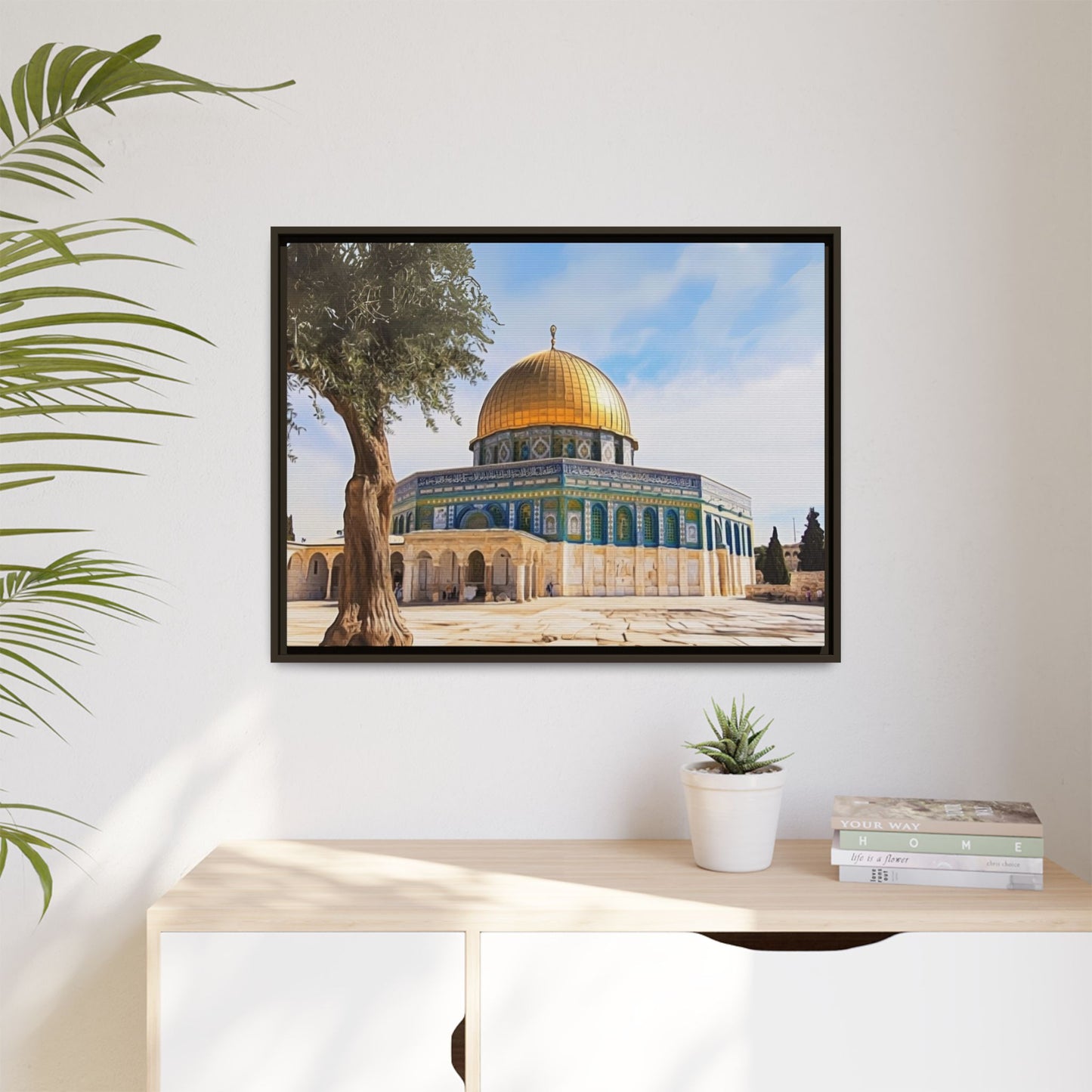 Dome of the Rock – Golden Dome & Olive Trees Framed Canvas