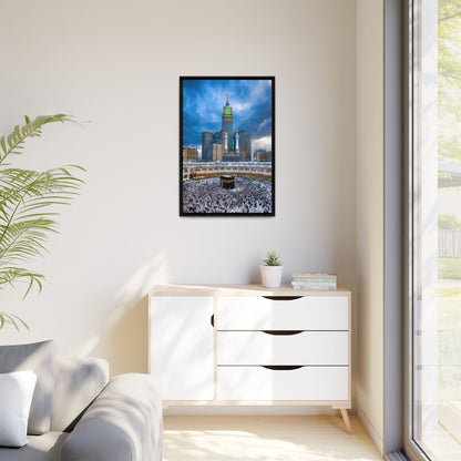 Kaaba & Clock Tower – Classic Makkah Framed Canvas