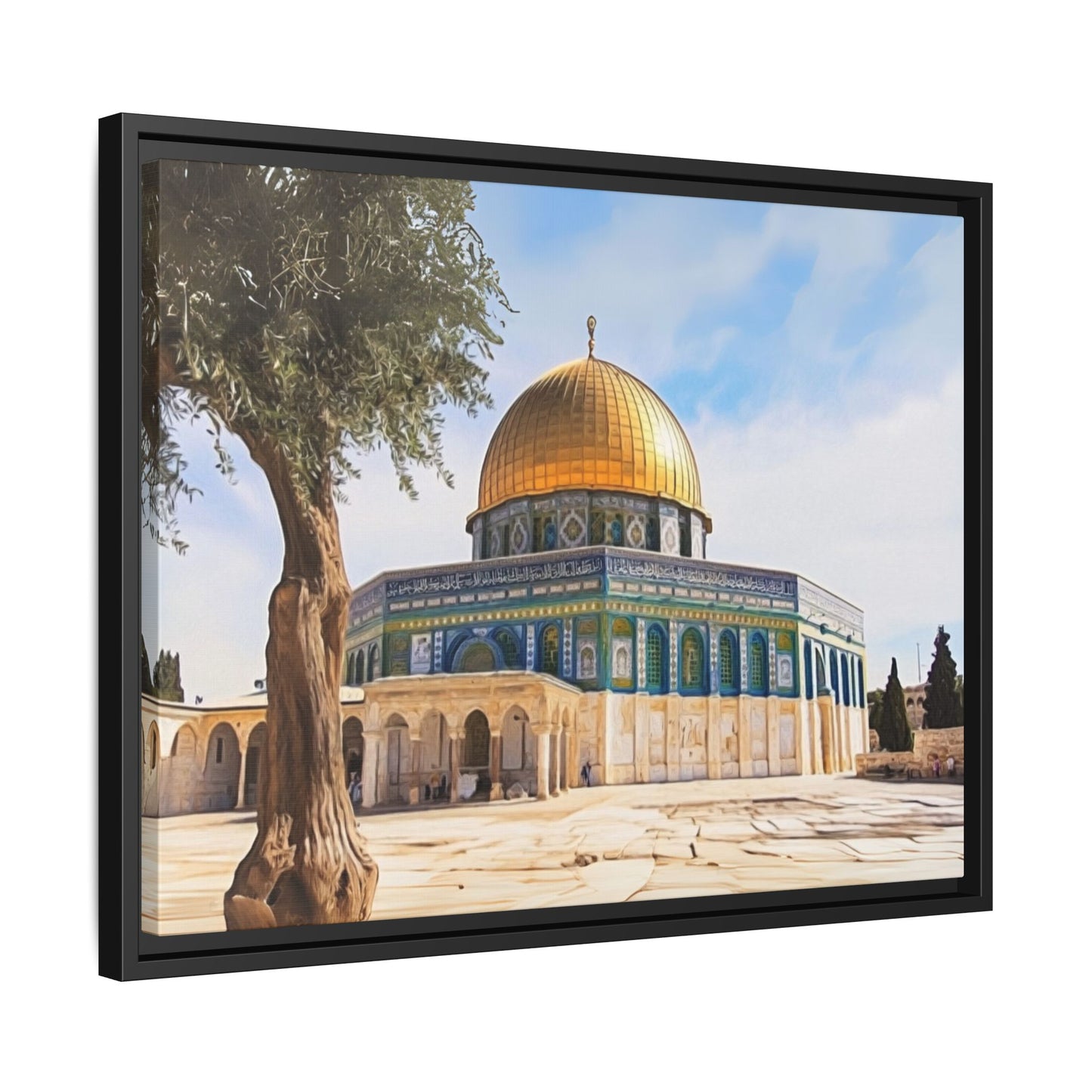 Dome of the Rock – Golden Dome & Olive Trees Framed Canvas