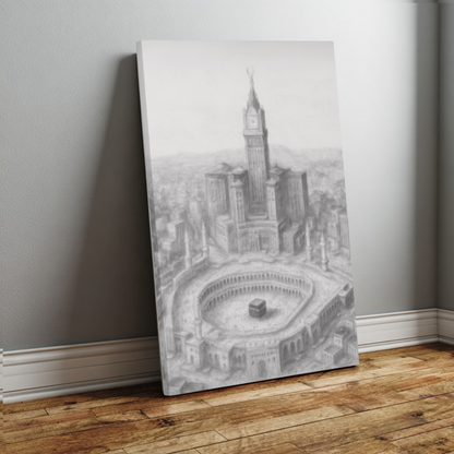 Makkah Skyline Canvas – Kaaba & Clock Tower Art (1.25" Depth)