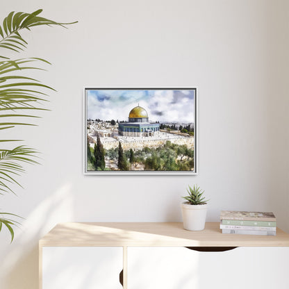 Dome of the Rock – Blue Sky & Olive Trees Framed Canvas