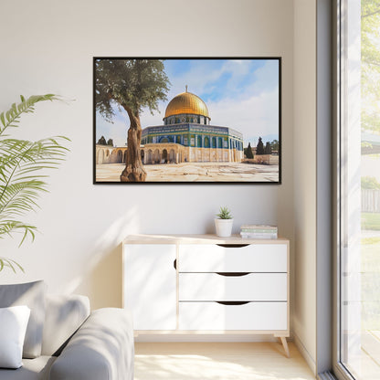Dome of the Rock – Golden Dome & Olive Trees Framed Canvas
