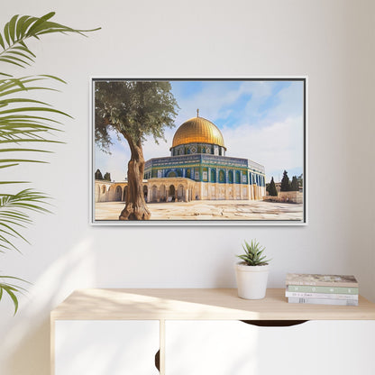 Dome of the Rock – Golden Dome & Olive Trees Framed Canvas