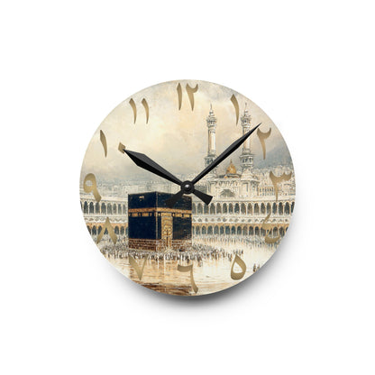 Kaaba Acrylic Wall Clock - Arabic Numerals