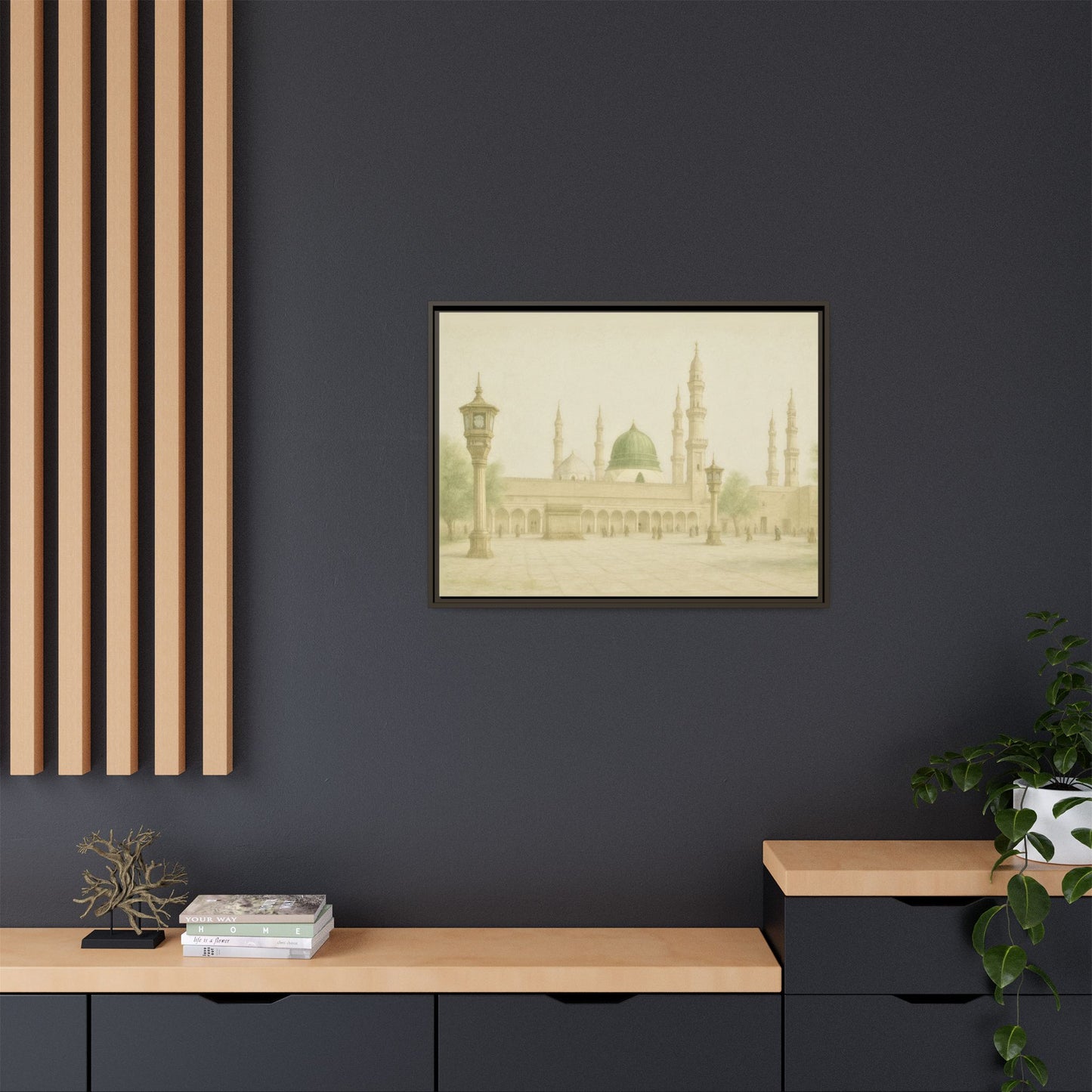 Masjid An-Nabawi Medina – Green Dome Framed Canvas