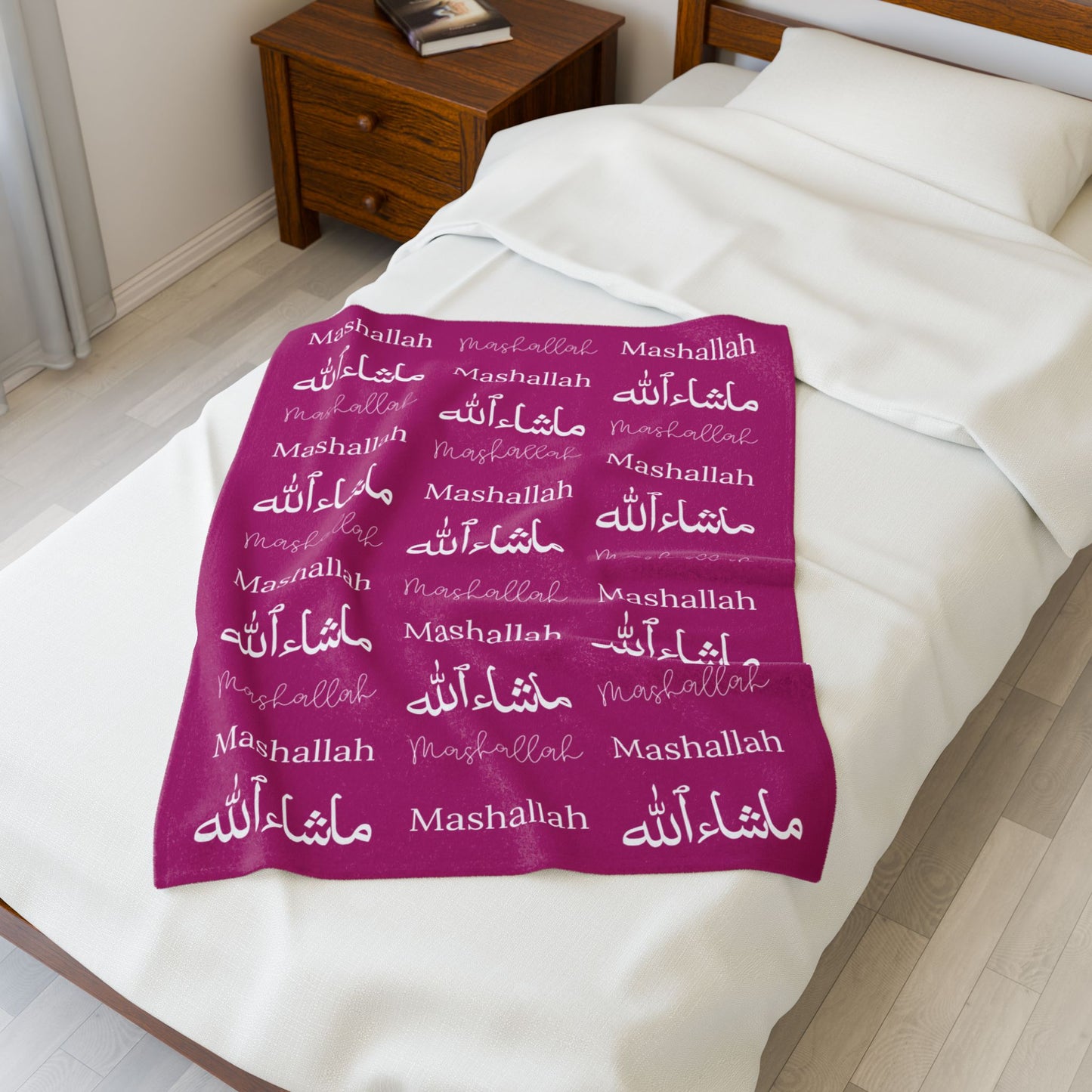 Mashallah Blanket – Magenta Pink & White