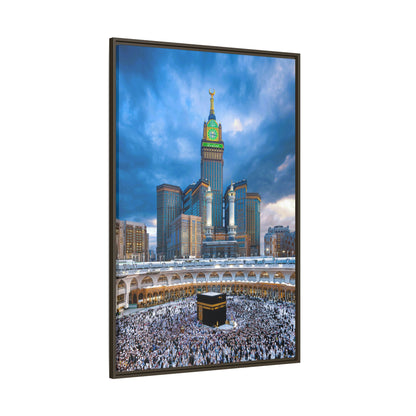 Kaaba & Clock Tower – Classic Makkah Framed Canvas
