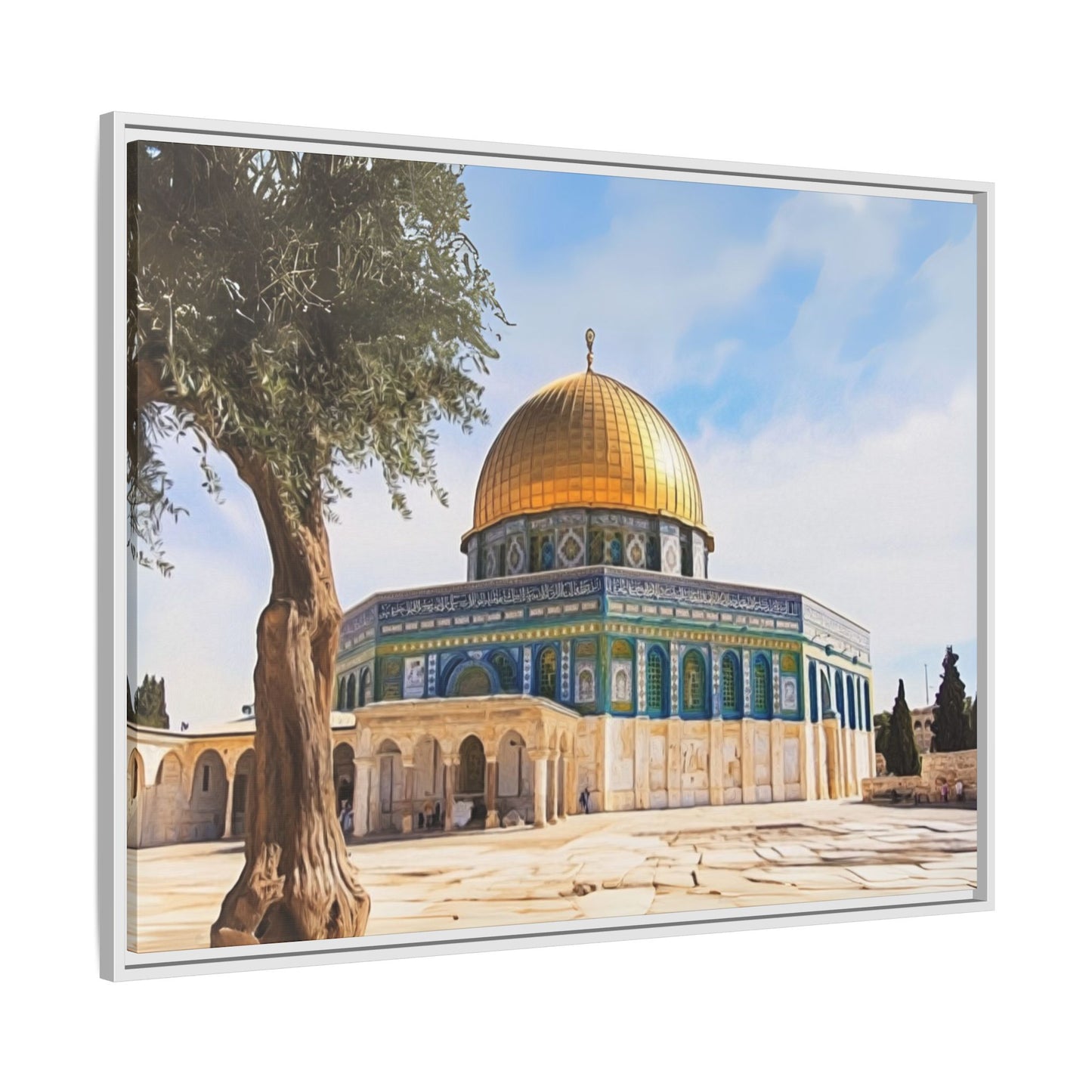 Dome of the Rock – Golden Dome & Olive Trees Framed Canvas