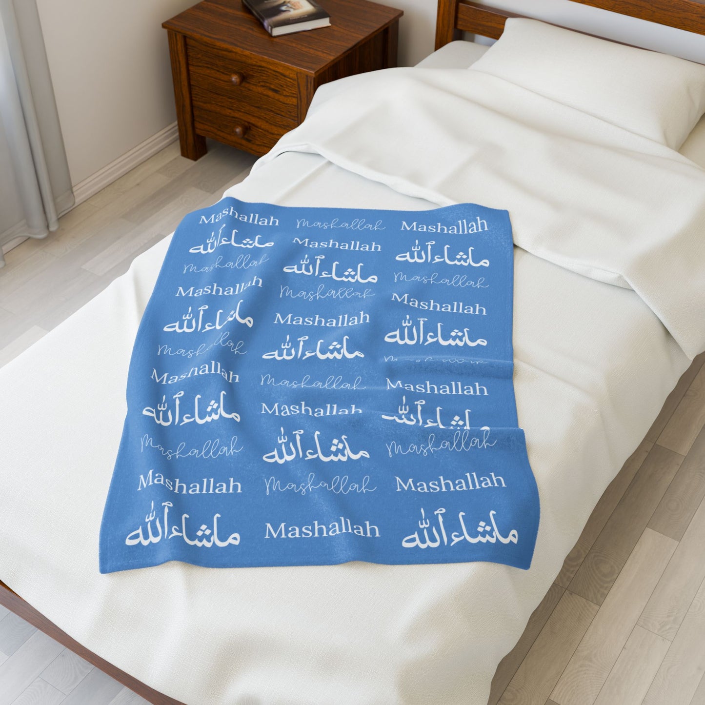 Mashallah Blanket – Light Blue & White
