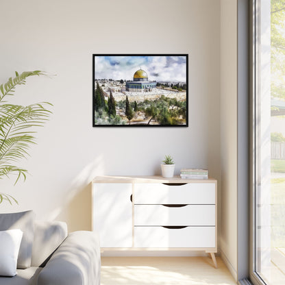 Dome of the Rock – Blue Sky & Olive Trees Framed Canvas