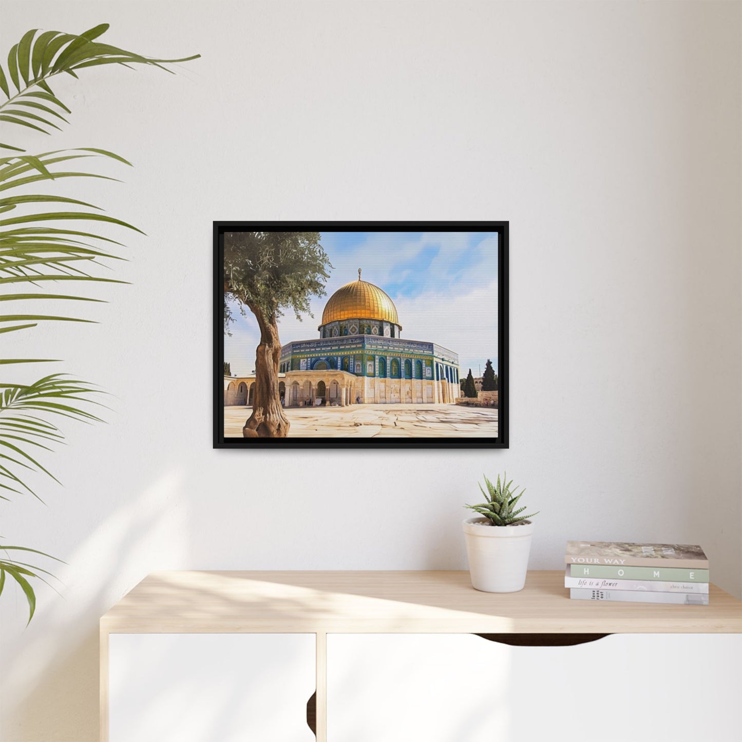 Dome of the Rock – Golden Dome & Olive Trees Framed Canvas