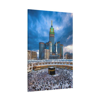 Majestic Kaaba Canvas – Mecca Clock Tower Wall Art (1.25" Depth)