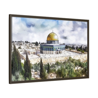 Dome of the Rock – Blue Sky & Olive Trees Framed Canvas