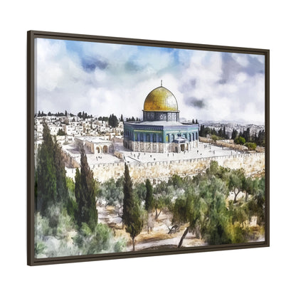 Dome of the Rock – Blue Sky & Olive Trees Framed Canvas