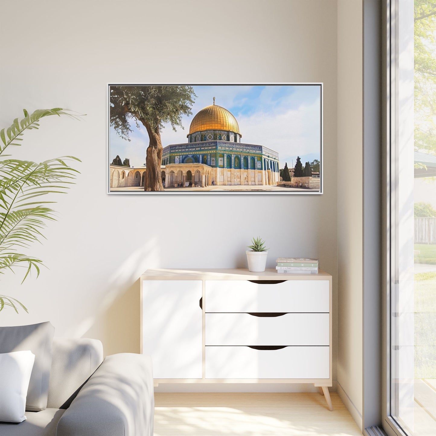 Dome of the Rock – Golden Dome & Olive Trees Framed Canvas