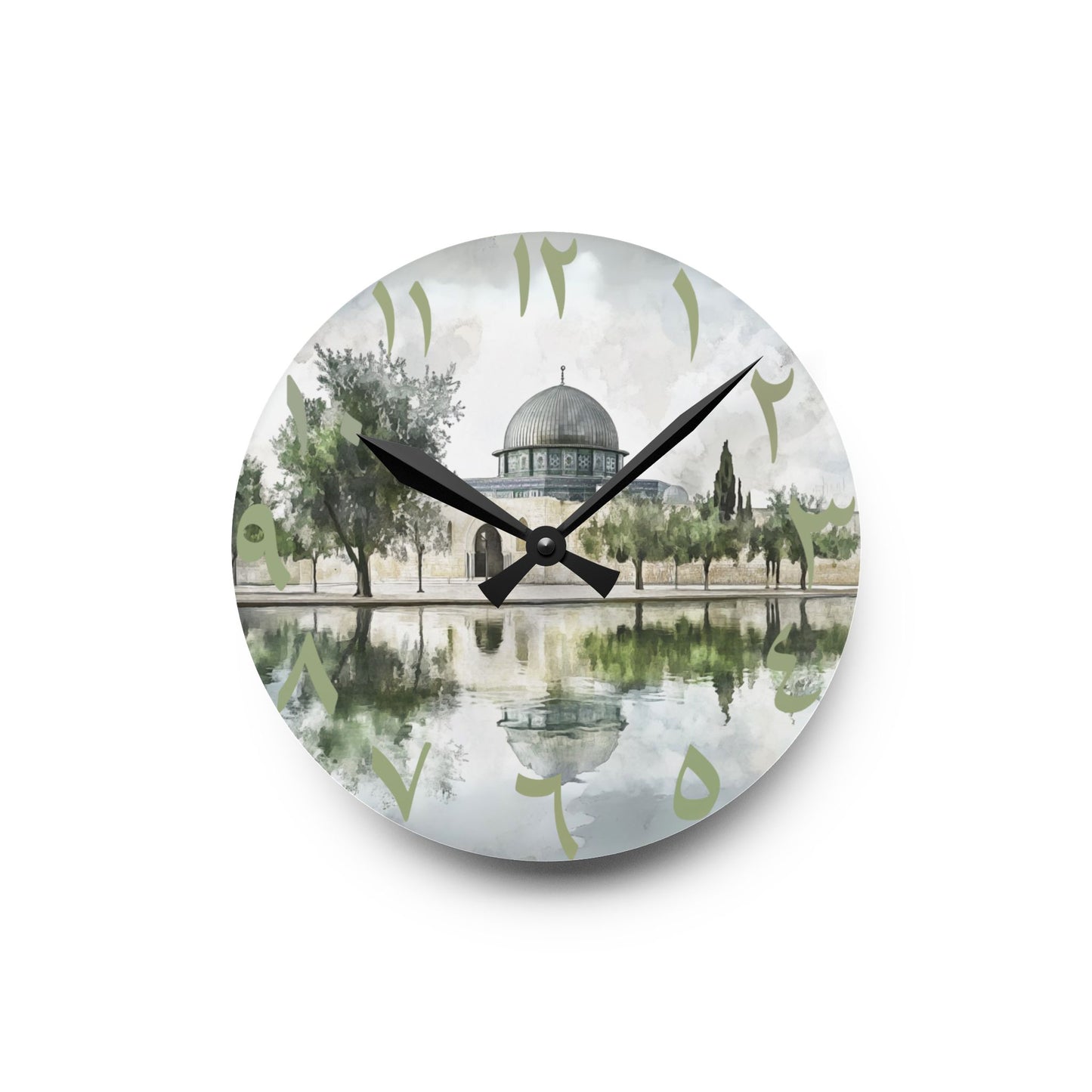 Masjid Al Aqsa Acrylic Wall Clock - Arabic Numerals