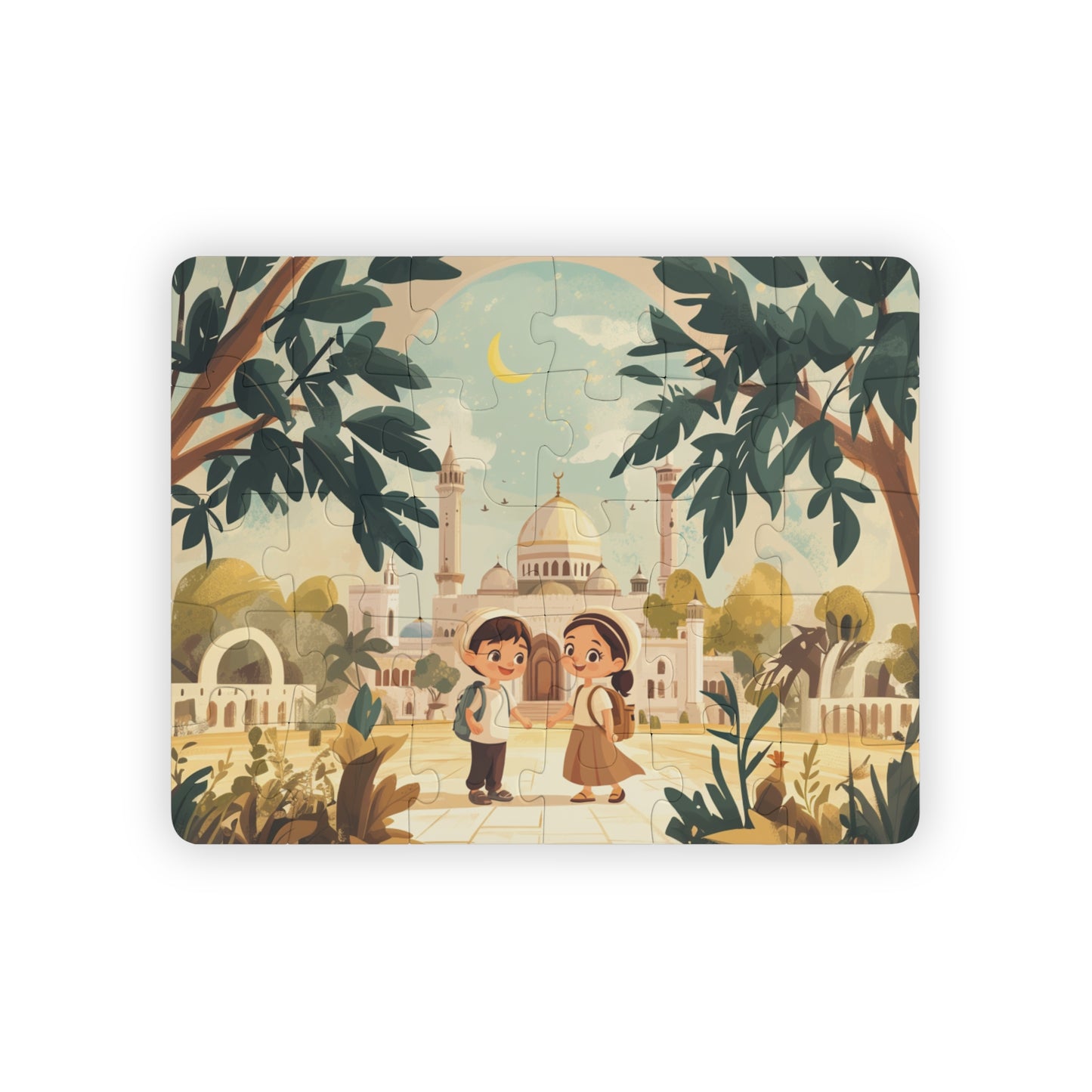 Brother & Sister Mosque Puzzle – Islamic Toy for Kids